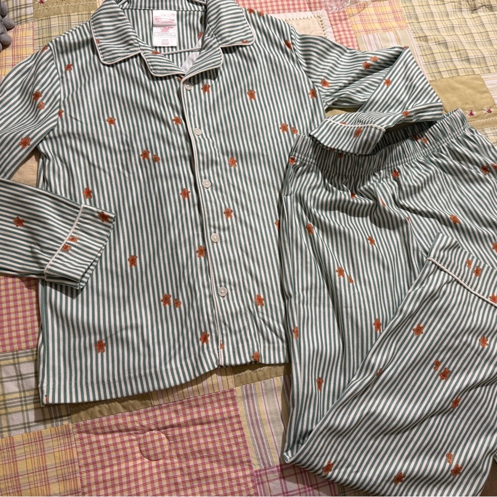 Wondershop Green and White Striped Kids/Boys Pajama Set Size L(10-12)
